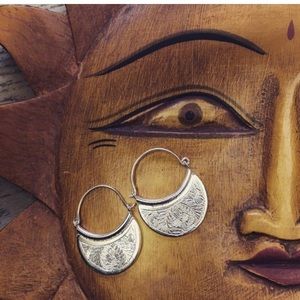 Crescent Moon || Silver Etched Earrings || Tribal || Hippie || Ibiza ||boho